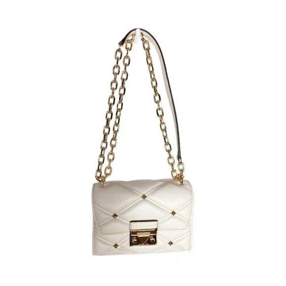 Gently used: Light Cream Small Flap Crossbody Bag by Michael Kors Serena - Vegan - Picture 6 of 8
